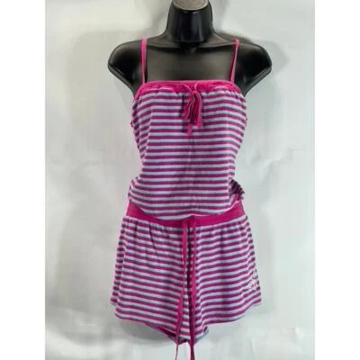 Mameluco bordado floral a rayas rosa/azul claro BETSEY JOHNSON para mujer talla L Foto 1 de 4