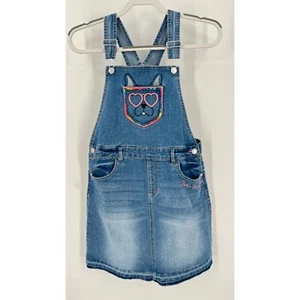 Jordache Girls Denim Bib Overall Dress Dog Embroidery Sequin Size XL - Picture 1 of 13