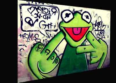 Street Art urban frog  kermit graffiti Large 2 sizes A1 A2 Poster painting - Image 1 of 4