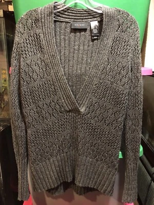 Suéter de punto abierto gris Axcess para mujer talla XL cuello en V Foto 1 de 3