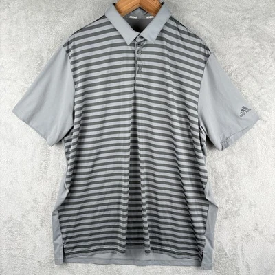 Рубашка поло Adidas мужская XXL серая полоска для гольфа функциональная опрятная повседневная для улицы - Изображение 1 из 4