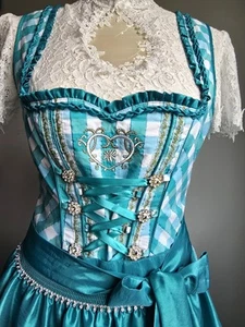 Dirndl Spieth & Wensky 🩵 Midi 38 M Strass Türkis Blau Grün Mini Damen Tracht - Bild 1 von 23