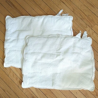 Pottery Barn Pillow Cover Standard White Textured Waffle Padded OrganicCotton 2x - Image 1 of 4