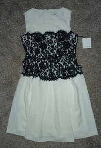 Calvin Klein wunderschönes ärmelloses Bleistiftkleid mit Plissee und Spitze! Gr. 8 Neu Mit Etikett! - Bild 1 von 14