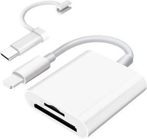 SD-Kartenleser für iPhone iPad Kamera, Dual Slot A-Dual Slot, weiß - Bild 1 von 8