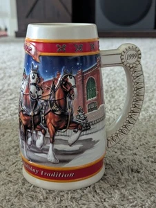 1999 Budweiser Holiday Stein "A CENTURY OF TRADITION" 20th Anniversary - Picture 1 of 6