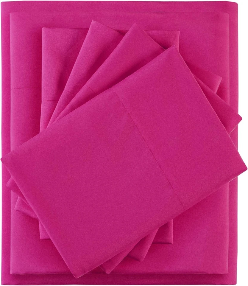 Intelligent Design 6 Piece Microfiber Sheet Set Wrinkle Resistant Hot Pink Queen - Image 1 of 4