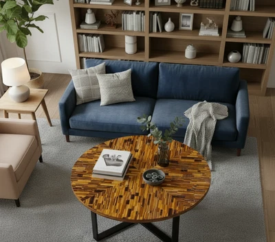 Tiger Eye Gemstone Table Top – Polished Semi Precious Stone Furniture for Living - Image 1 of 3