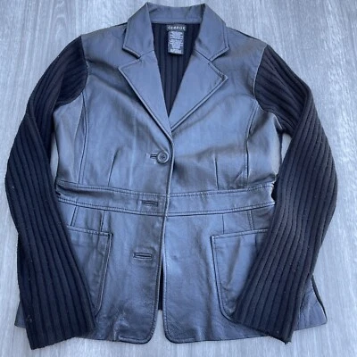 Кардиган George Blazer размер средний 100% кожа вязаный черный с длинным рукавом на пуговицах - Изображение 1 из 4