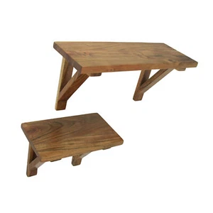 Set of 2 Acacia Wood Wall Shelves With Mounting Hardware - Picture 1 of 5