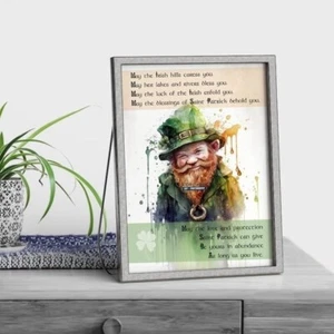 St. Patricks Day Kobold Irish Blessing Aquarell Ölgemälde Druck - Bild 1 von 10