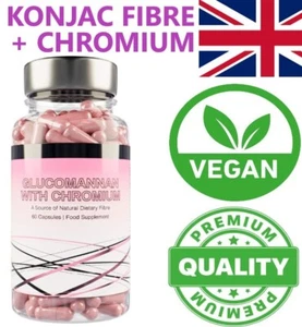 Konjac Glucomannan + Chromium Capsules 500mg SLIMMING DIET WEIGHT LOSS FAT BURN - Picture 1 of 1