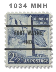 1034 Bunker Hill 2½c FORT WAYNE IND Bureau Precancel Liberty Issue MNH - Buy Now - Picture 1 of 1