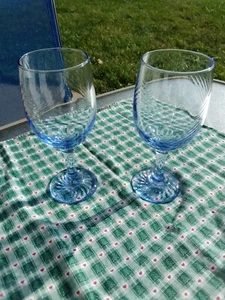 Paar Misty Blue Swirl Saphir Eisteegläser Wasserkelche Libbey Glas - Bild 1 von 2
