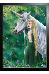 BLACK FRAMED CLARE BERTRAM ART - ELVEN ELEGANCE UNICORN 3D PICTURE 325mmX425mm - Picture 1 of 2