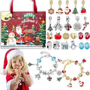 Weihnachten Adventskalender Bettelarmband 24 Tage Countdown Kalender Schmuck Neu - Bild 1 von 13