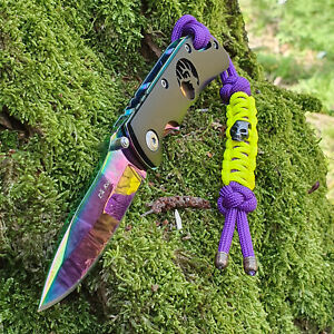 Elk Ridge Taschenmesser Rainbow Klappmesser Knife Messer mit Lanyard in Lila NEU