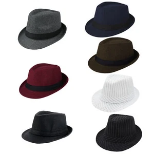 Classic Manhattan Structured Trilby Fedora Hat for Men Women Short Brim - Picture 1 of 26