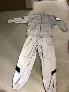 $300 NWT ADIDAS Womens Original Reflective Silver Tracksuit Pants & Jacket L - Picture 1 of 12