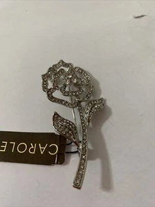 Neu mit Etikett Carolee Anstecknadel silberfarben 2,5" Ton Strass Blumen JC384 - Bild 1 von 5