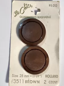 Vintage Le Chic Buttons Large Brown Marbled Satin Center Shank 1-1/8" 2 NEW - Picture 1 of 3