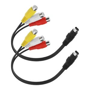 2PCS 4 Pin S-Video to 3 RCA AV Female Cable for TV/HDTV VCR DVR PVR DVD Player - Picture 1 of 5