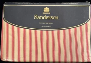 Vtg ‘92 Sanderson TWIN FITTED Sheet Red STRIPED Design NIP! - Picture 1 of 3