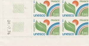 Bloc de 4 timbres Coin daté 1976 Unesco - Foto 1 di 2
