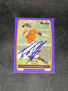 Tommy Joseph 2012 Bowman Prospects #BP100 Purple SF Giants Auto Signed MILB Card - Picture 1 of 3