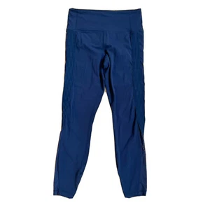 Athleta Women's Side Stripe Salutation 7/8 Legging Navy Blue Sz Small Mesh Yoga - Picture 1 of 9