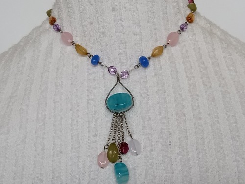 VETEMENTS LIA SOPHIA Collana Nappa Catena Rolo Vetro Pastello Pensionato 14 17 in