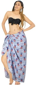 LA LEELA Women's Beachwear Summer Beach Wraps Patriotic 4th of July American - Picture 1 of 3