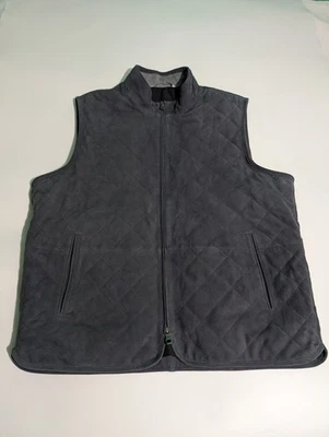 Peter Millar Crown Suede Quilted Suede Blue Vest Sz XL - Image 1 of 4