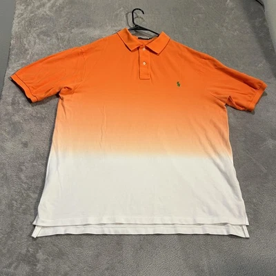 Polo Ralph Lauren Polo Shirt Mens 2XLT Tall Orange White Ombre Pony Logo Dip Dye - Image 1 of 4