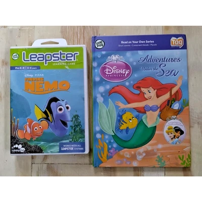 Leap Frog Leapster Finding Nemo Pre-K-K 4-6 Yrs. & Adventures Under The Sea Book - Image 1 of 4