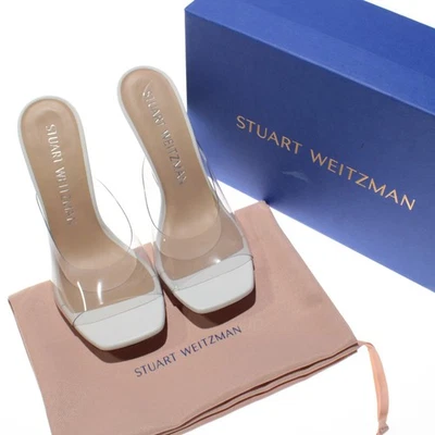 Sandálias anabela Stuart Weitzman nova com etiquetas Tia 100 Lucite tamanho 9,5 EUA em claro/branco - Imagem 1 de 4