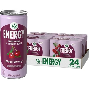 (24 Pack) V8 Black Cherry Energy Drink with Vegetable and Fruit Juice, 8 Fl Oz - Picture 1 of 7