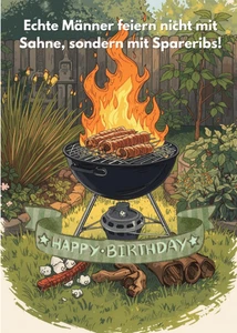 Geburtstagskarte Männer Grillen Geburtstag Klappkarte Glückwunsch mit Umschlag - Bild 1 von 2