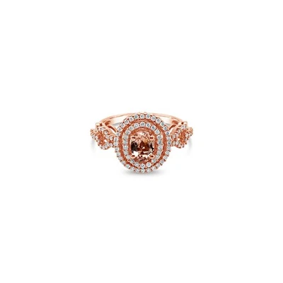 Anillo de cóctel LeVian de oro rosa de 14 quilates con morganita rosa de 0,89 quilates y diamante Foto 1 de 4