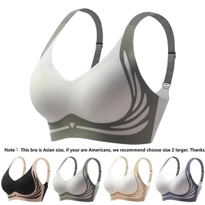 Women Super Gather Bra Wireless Push-Up Bra Powerful Pushup Seamless Bra M-4XL - Picture 1 of 20