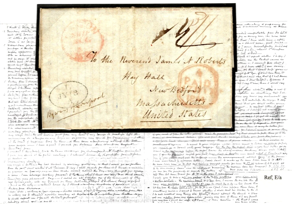 GB/USA TRANSATLANTIC Cover Historic MISSIONARY LETTER Contents New Bedford S239 - Image 1 of 4
