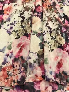 Laura Ashley Dress Size 10 Silk Blend Cap Sleeve Floral V Neck w Pockets Lined - Picture 1 of 16