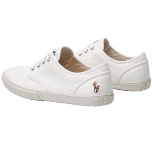 Polo Ralph Lauren Herren Schuhe Sneaker Gr. 7 D Weiß Canvas Flach Ethan Spitze Neu - Bild 1 von 3