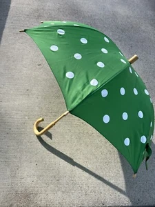 Janie And Jack Spring Green Umbrella Used Rare Working Condition Polka Dot Girls - Picture 1 of 11