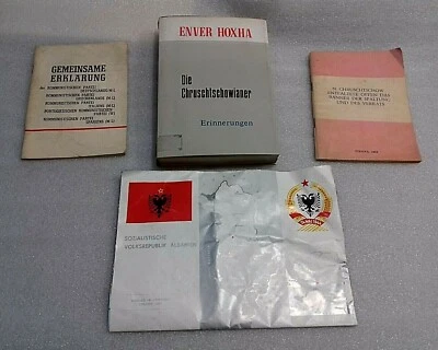old 4 albanian books-Enver Hoxha-communism time-illustrated-Albania-german-rare - Image 1 of 3