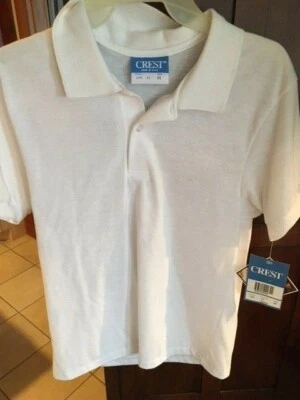 CREST UNIFORMS UNISEX POLO STYLE 100 WHITE  NEW with TAGS SIZE XS - Image 1 of 3