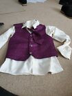 Cream And Purple Wristcoats And Cream Shirts With Purple Ties
