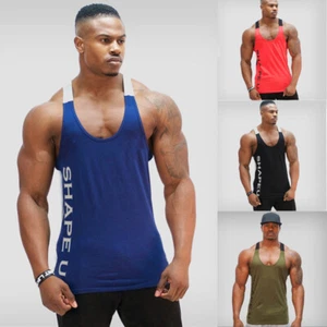 Men Fitness Tank Top Gym Muscle Bodybuilding Sport Workout Vest T Shirt Pullover - Picture 1 of 16
