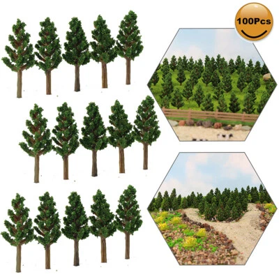 100pcs 1:220 Model Pine Trees Green For N Z Scale Model Train Layout 35mm S3812 - Image 1 of 4