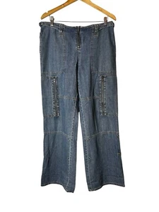 Vintage DKNY Denim Loose Fit Jeans Mid Rise Zippers Y2K Grunge Gorpcore Size 10 - Picture 1 of 12